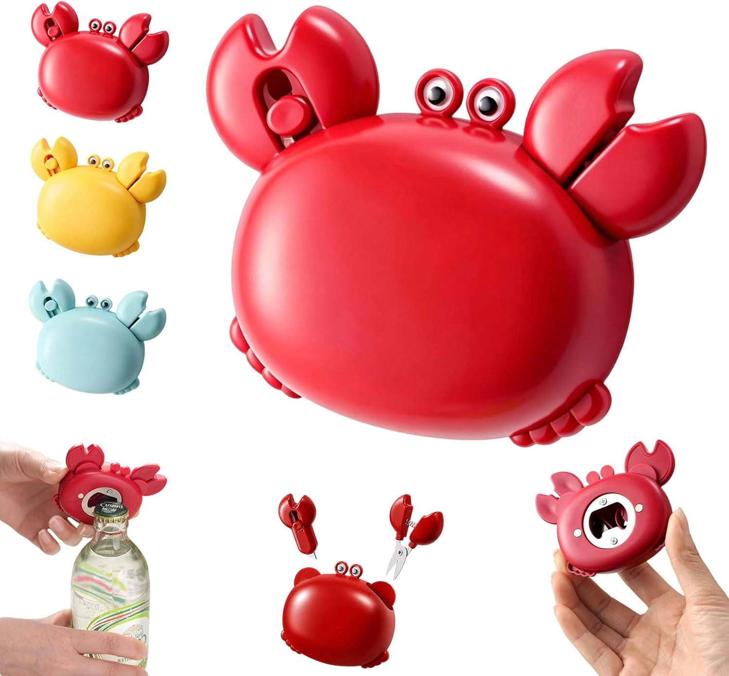 Crab Multifunctional Bottle Opener, 4-in-1 Magnetic Fridge Magnet Multi Tool with Box Cutter & Scissors for Kitchen Office Home Decor Gift - Walmart.com product image