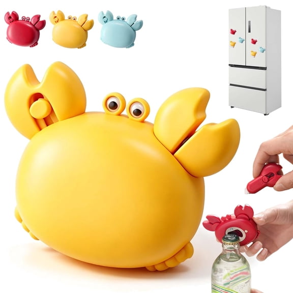 Crab Multifunctional Bottle Opener, 4-in-1 Magnetic Refrigerator Magnet with Scissors,Box Cutter,Bottle Opener, Portable Home Office Multi Tool