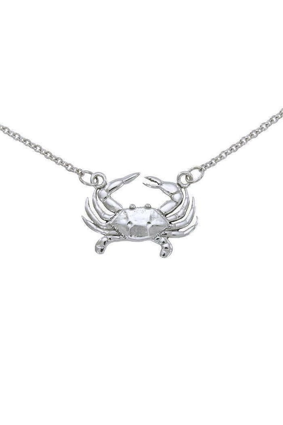 Crab Necklace 925 Sterling Silver Fine Beach Ocean Sea Life Totem Jewelry