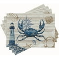 thumbnail image 1 of Crab Ocean Placemats Set of 4 Nautical Lighthouse Table Mats Washable Coastal Place Mats for Home Party Indoor Kitchen Dining Table Decoration 12x18 Inch, 1 of 6