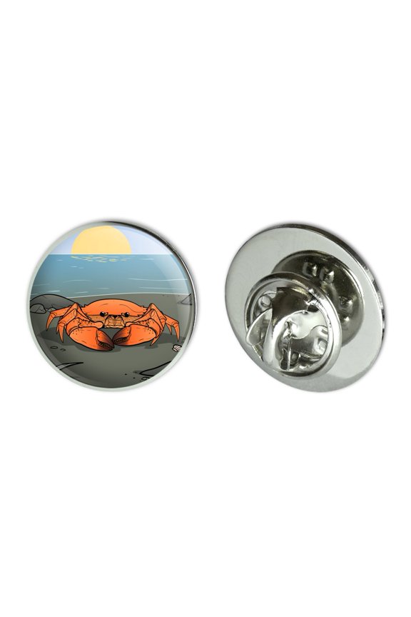 Crab On Beach Metal 0.75" Lapel Hat Pin Tie Tack Pinback