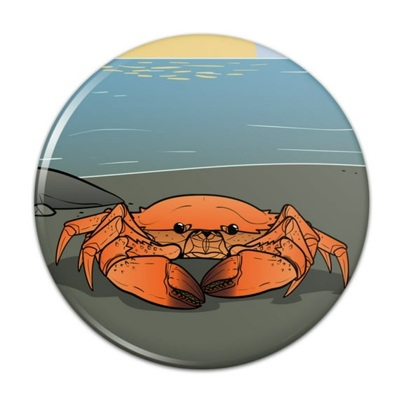 Crab On Beach Pinback Button Pin