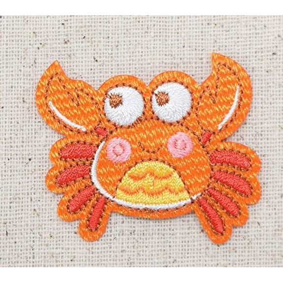 Crab - Orange - Beach - Summer - Iron On Embroidered Applique Patch