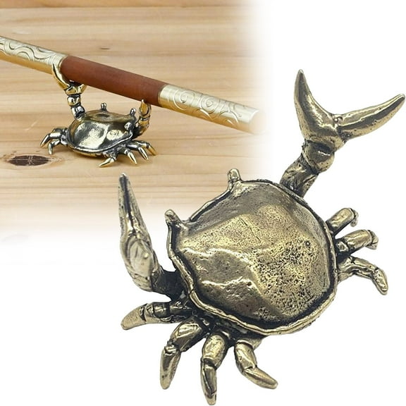 Crab Pen Holder Weightlifting Crab Desk Pen Stand Metal Crab Figure for Pen Storage Office Desk Display Decorations