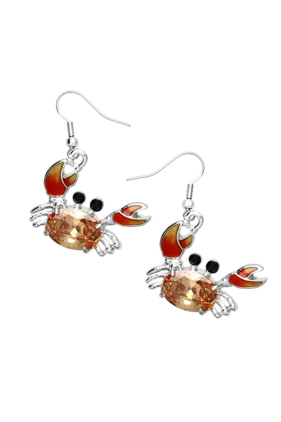 Crab Pendant Necklace or Earring Cubic Zirconia Rhodium Plated 17 Inch Snake Chain E0165