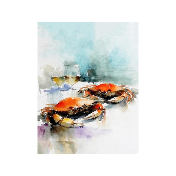 Crab Print, Coastal Kitchen Wall Art, Unframed Paper Poster 8x10in