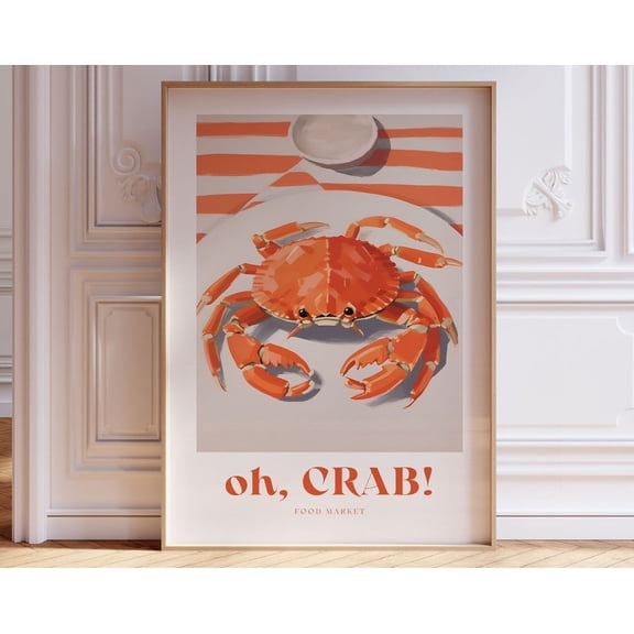 Crab Print - Food Lover Club Print Wall Art - Food Wall Art - Kitchen Wall Decor - Crab Illustration - Kitchen Wall Art Wall Art, Modern Wall Decor, 8x12 UNFRAMED