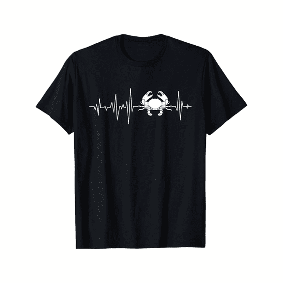 Crab Pulse Heartbeat - Crabber Crabbing Seafood Crustacean T-Shirt All-Season Versatile Casual T-Shirts And Classic T-Shirts Made of 100% Pure Cotton Are Comfortable And Breathable