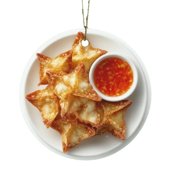 Crab Rangoon Ornament Seafood Lover Gift for Holiday Tree Decor, Unique Foodie Accent, Meticulously Crafted with Lifelike Details, Perfect for Sushi Enthusiasts and Foodie Gift Exchanges