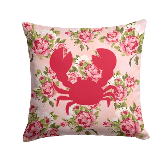 Crab Shabby Chic Pink Roses Fabric Decorative Pillow