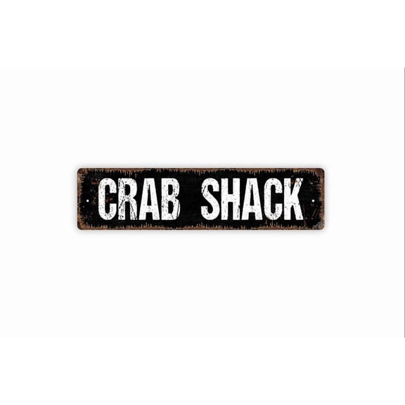Crab Shack Sign - Seafood Surf And Turf Kitchen Restaurant Cafe Rustic Street Metal Aluminum Sign or Door Name Plate Plaque - Size: 16 x 4 Inches