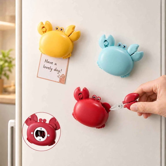 Crab Shaped 4 In 1 Multi Tool, Magnetic Fridge Beer Bottle Opener With Retractable Box Cutter And Mini Scissors, Portable Household Kitchen Office Daily Gadget Decorative Refrigerator Accessory