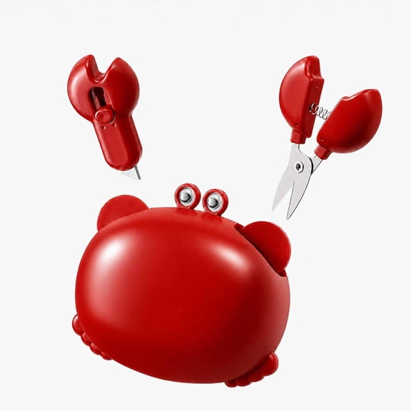 Crab-Shaped 4-in-1 Multi Tool Opener, Magnetic Fridge Magnet, Beer Bottle Opener, Retractable Box Cutter & Mini Scissors, Compact Kitchen Gadget for Home Officewithin reach for everyday tasks. Red