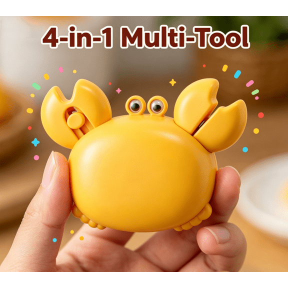 Crab-Shaped 4-in-1 Multi Tool Opener, Magnetic Fridge Magnet,Bottle Opener, Retractable Box Cutter & Mini Scissors, Compact Kitchen Gadget for Home Officewithin reach for everyday tasks.