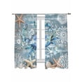 thumbnail image 1 of Crab Sheer Curtains 2 Panels Set Coral Starfish Coral Vintage Lihgt Filtering Rod Pocket Voile Drape, Semi Sheer Window Curtains for Bedroom Living Room, 52"x63", 1 of 5