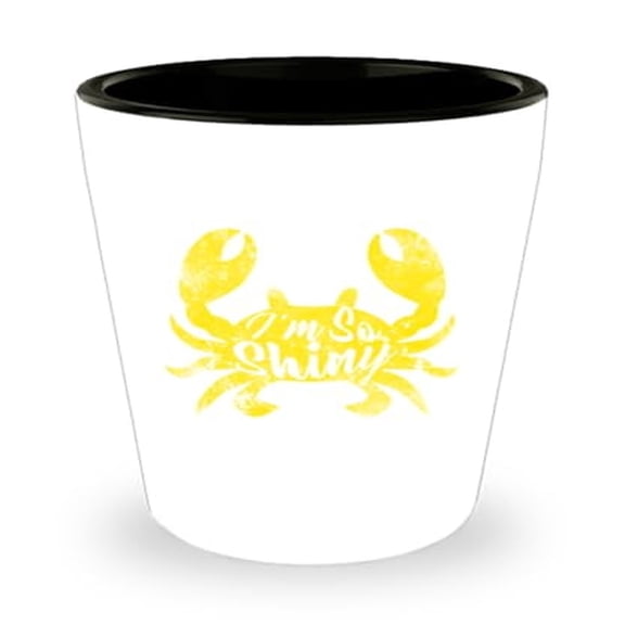 Crab Shot Glass, I'M So Shiny, Music Gift, Mini Glassware, 1.5oz Cup