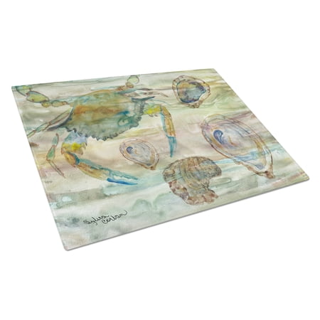 Crab, Shrimp and Oyster Sunset Glass Cutting Board Large