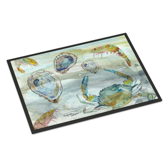 Crab Shrimp and Oyster Watercolor Doormat 24x36
