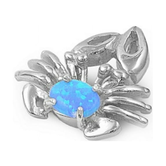 Crab Simulated Opal Pendant Sterling Silver