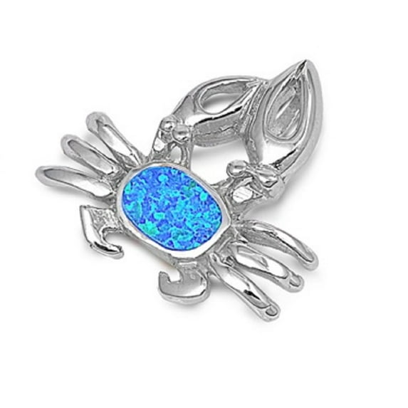 Crab Simulated Opal Pendant Sterling Silver