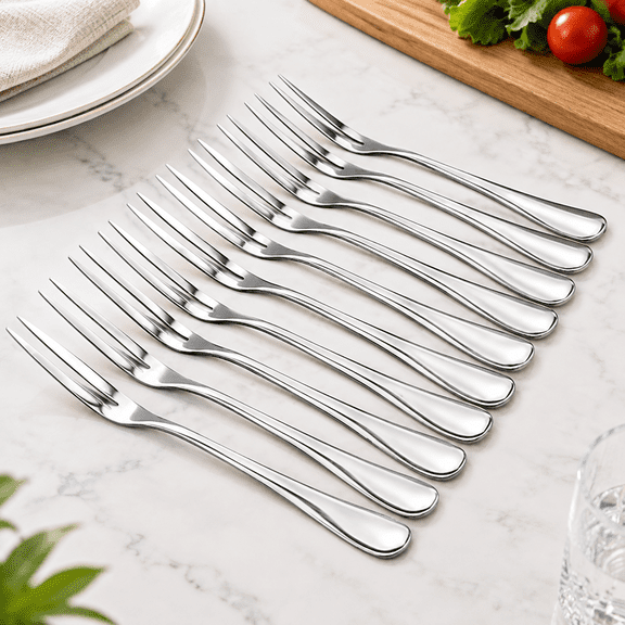 Crab Stainless Steel Forks, 2 Prong, 5 Inches, Set of 10