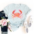 thumbnail image 1 of Crab T-shirt Seafood Gift Women's Nautical Tee Travel Shirt Vacation Shirts Beach Trip Tshirt Family Top, 1 of 3