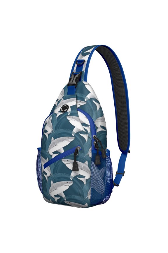 Crab and Tropical Sea Life Pattern Lightweight Sling Backpack Durable Crossbody Bag Multi-Functional Design Perfect for Travel Hiking and Outdoor Activities