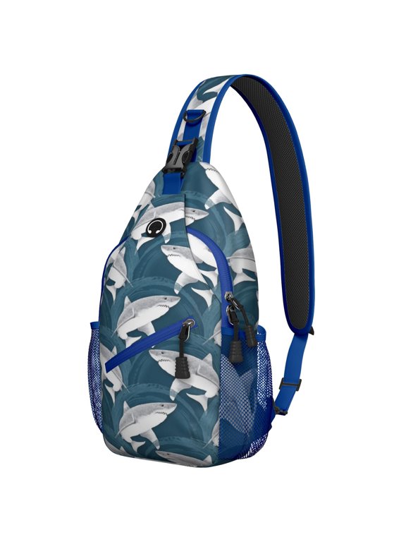 Crab and Tropical Sea Life Pattern Lightweight Sling Backpack Durable Crossbody Bag Multi-Functional Design Perfect for Travel Hiking and Outdoor Activities