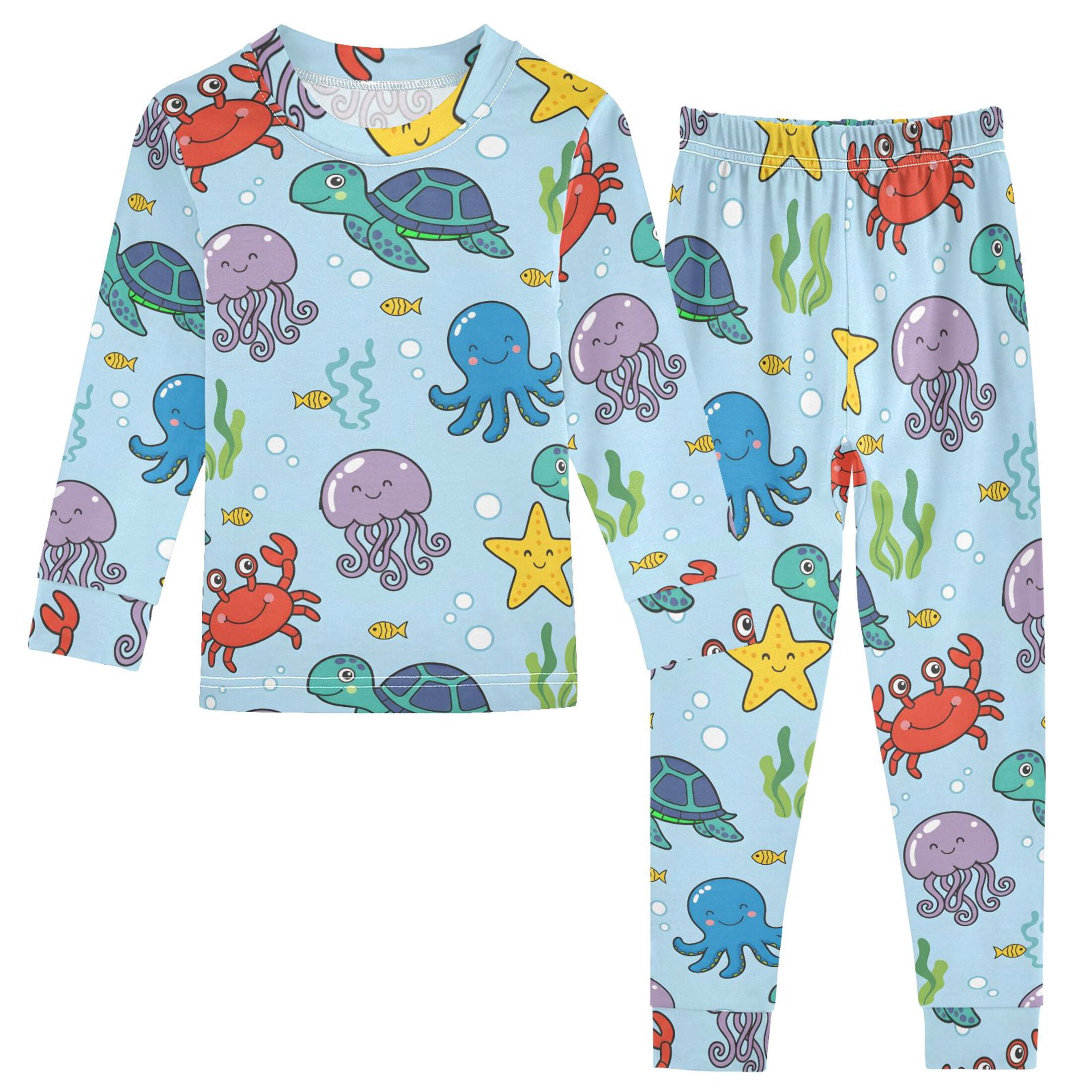 Crab Turtle Jellyfish Cotton Pajamas 2 Piece Set Sleepwear Soft and ...
