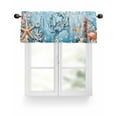 thumbnail image 1 of Crab Valances for Windows Coral Starfish Ocean Coastal Valance Rod Pocket Light Filtering Short Window Treatments Curtains for Kitchen Bathroom Living Room Bedroom, 1 Panel, 42 x 18 Inch, 1 of 7