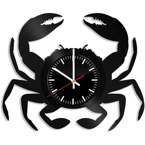Crab Vintage Black Vinyl Record Wall Clock Wall Art 3D Modern Design Office Bar Room Home Decor Gift