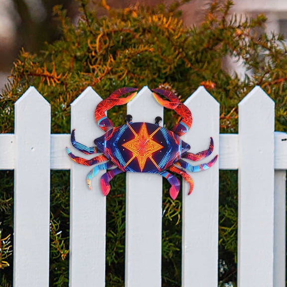 Crab Wall Hanging Decorations Outdoor Indoor Garden Decor Cute Crab Shape for Home Yard Patio Fence Porch Wall Art Crustacean Ornament Seaside Beach Theme Nautical Coastal