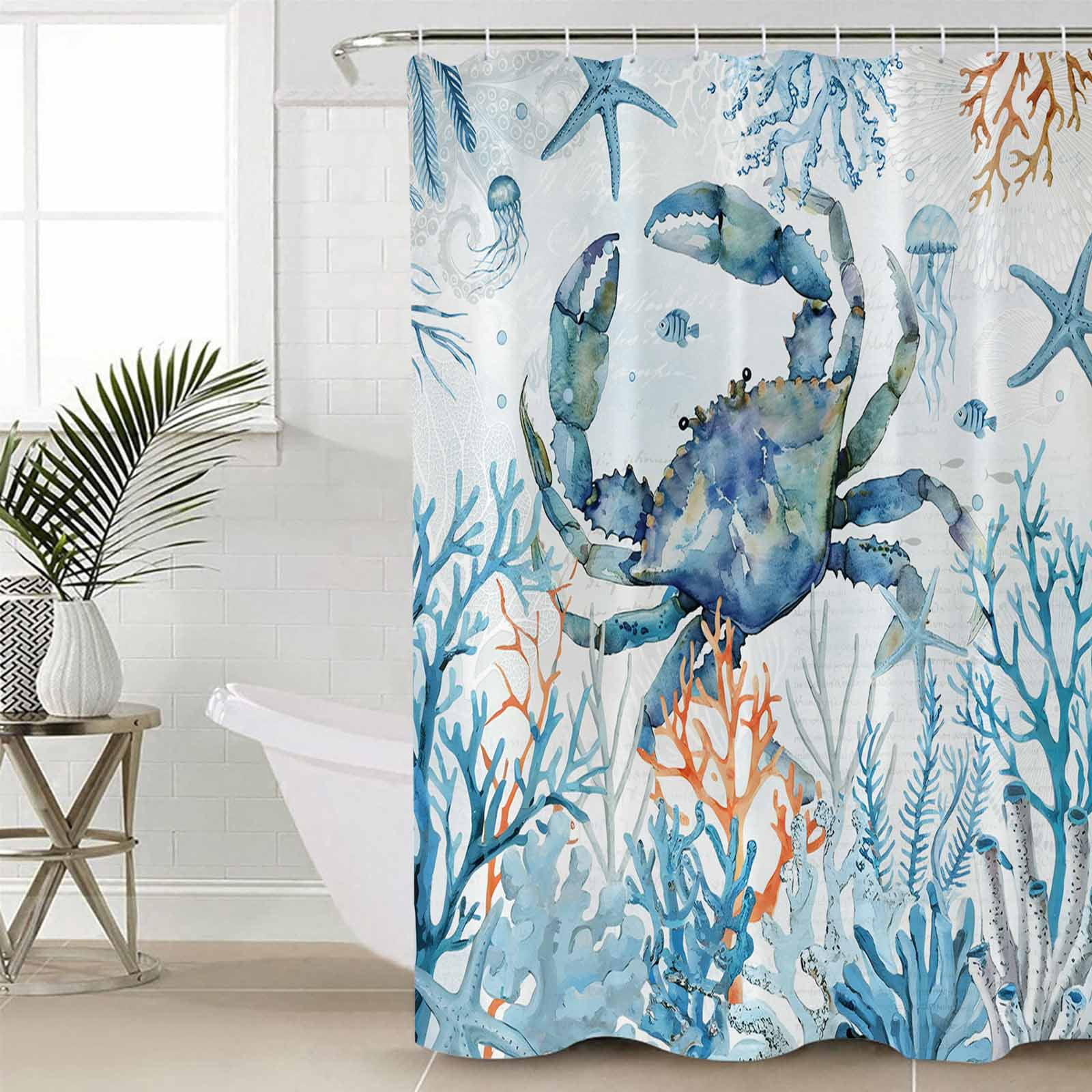 Crab Print Pattern Bathroom Shower Curtain