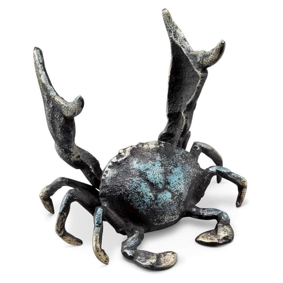 Crab Wine Bottle Holder - Cast Iron Wine Rack Decorative - Blue Coastal Kitchen Table Centerpiece - Whimsical Wine Gift for Wine Lovers - 6.5 Inch