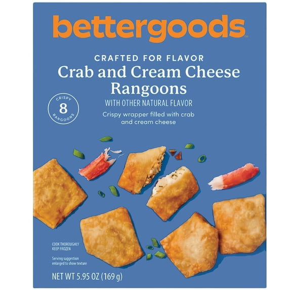 bettergoods Crab and Cream Cheese Rangoon, 5.95 oz, 8 Count (Frozen)