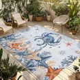 thumbnail image 1 of CrabCoastal Outdoor Rug for Patio/Deck/Porch, Non-Slip Large Area Rug 5 x 8 Ft, Summer Beach Coral Starfish Blue Ombre Indoor Outdoor Rugs Washable Area Rugs, Reversible Camping Rug Carpet Runner, 1 of 8