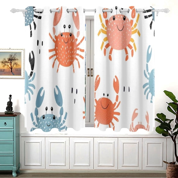 Crabs 54×55 Inch Black Out Curtains 2 Packs Aesthetic for Bedroom Living Room Sliding Glass Doors Kitchen Windows