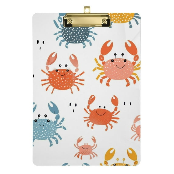 Crabs Acrylic Clipboards 12 x 9 Inch A4 Size with Low Profile Clip Hanging Clipboard for Classroom School Office