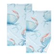 thumbnail image 1 of Crabs Blue Hand Towel Bath Towels Face Towels Cotton Absorbent for Home Hotel Spa Swimming Yoga Sports Decorative Towel Set of 2, 1 of 8