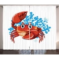 thumbnail image 1 of Ambesonne Crabs Curtains 2 Panel Set, Cartoon Blue Coral Reef, 108" x 108", Red Blue Pale Orange, 1 of 3