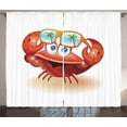 thumbnail image 1 of Ambesonne Crabs Curtains 2 Panel Set, Comic Mascot Sunglasses, 108" x 63", Vermilion Orange Blue, 1 of 3