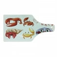 thumbnail image 1 of Crabs Cutting Board, Illustration of Sea Animals Like Crab Hermit Crab Lobster Shells Shrimp Print, Decorative Tempered Glass Cutting and Serving Board, Wine Bottle Shape, Orange Yellow, by Ambesonne, 1 of 1