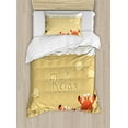 thumbnail image 1 of Crabs Duvet Cover Set, Funny Summer Card Animals on the Beach Holiday Vacation Theme Print, Decorative 2 Piece Bedding Set with 1 Pillow Shams, Twin Size, Sand Brown and White, by Ambesonne, 1 of 3