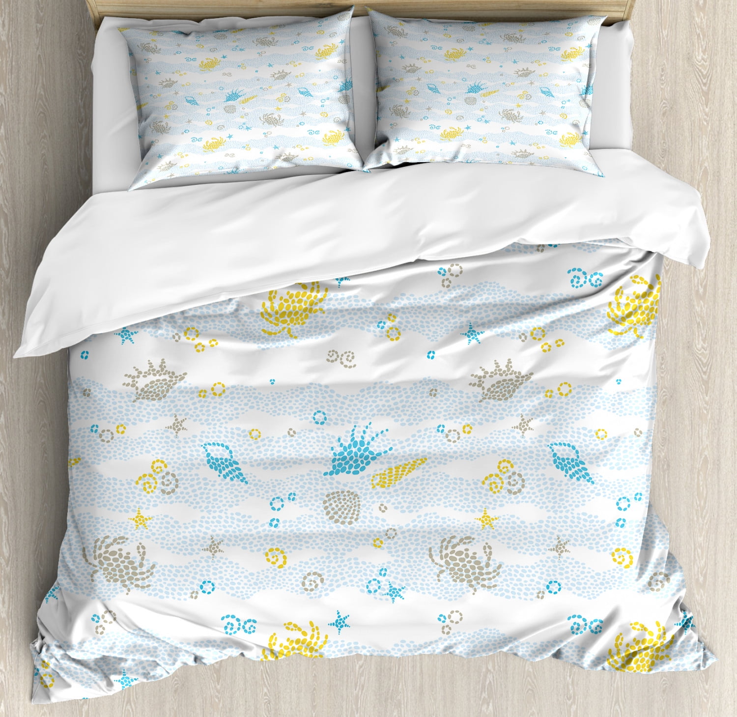 Crabs Duvet Cover Set, Maritime Sea Theme Crabs and Seashells Animals ...