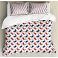 thumbnail image 1 of Crabs Duvet Cover Set, Sea Animals Theme Crabs on the White Background with Vintage Style Pattern Print, Decorative 3 Piece Bedding Set with 2 Pillow Shams, Queen Size, Blue and Red, by Ambesonne, 1 of 3