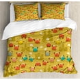 thumbnail image 1 of Crabs Duvet Cover Set, Themed Cartoon Style Crabs and Shells and a Sand Castle on Beach Print, Decorative 3 Piece Bedding Set with 2 Pillow Shams, King Size, Pale Coffee, by Ambesonne, 1 of 3