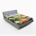 thumbnail image 1 of Ambesonne Pop Art Fitted Sheet, Composition of Crabs, Queen Size, Pale Yellow and Orange, 1 of 2