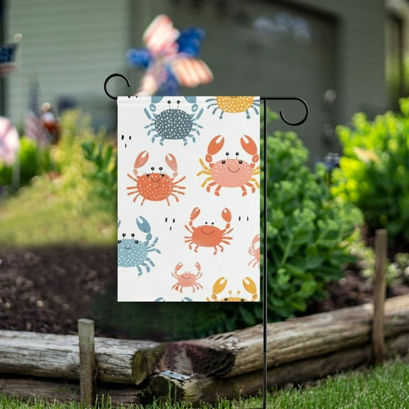 Crabs Garden Flag Double Sided Outdoor Banners for Courtyard Outdoor Lawn Farmhouse Holiday Decorations