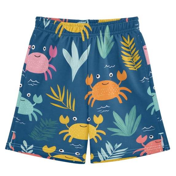 Crabs Pattern Athletic Shorts Breathable with Comfort Fit Drawstring Casual Sweatshorts Medium
