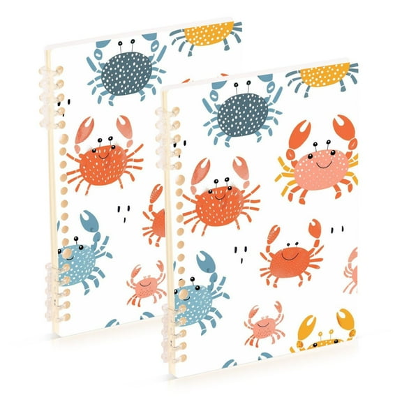 Crabs Ring Binder Notebook Journey Note Diary College Ruled Spiral Notebook Study Loose Leaf Paper A5 60 Pages